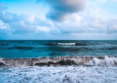 Waves crashing on shore