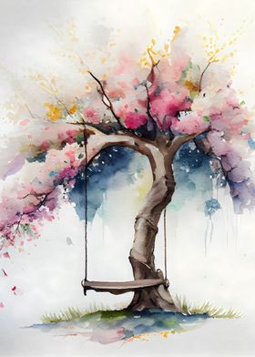 Swinging under Bloom Tree