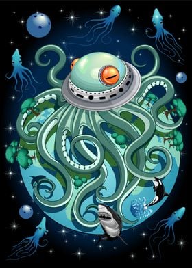 Octopus Alien Spaceship