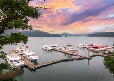 Oil Painting Sun Moon Lake