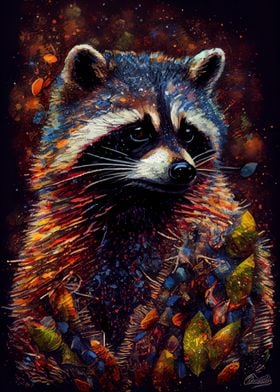 Raccoon Ink Painting