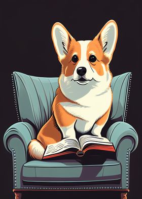 Cute Corgi Reading A book