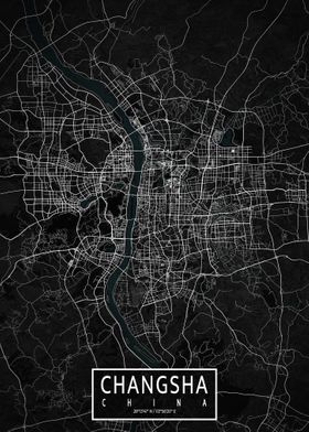 Changsha City Map Dark