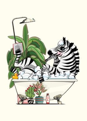Zebra in Bubble Bath
