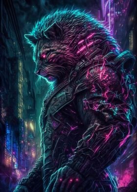 Lion Human Cyberpunk