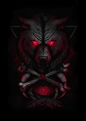 Wolf with Red Eye