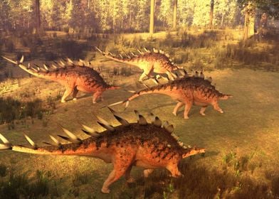 Stegosaurus dinosaur herd 