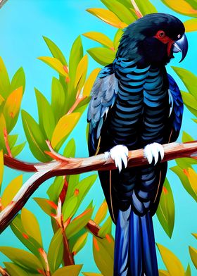 Black cockatoo perched 