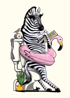 Zebra Using the Toilet