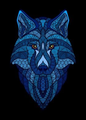 Wolf with blue doodles