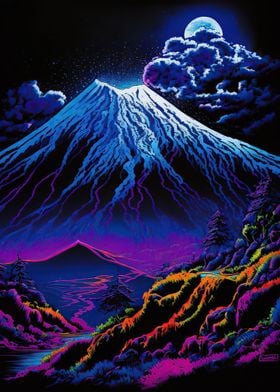 mount fuji japan retro