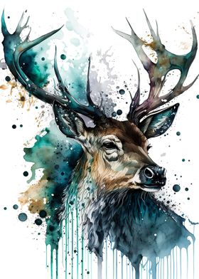 watercolour deer 