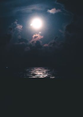 Moon shining on the ocean