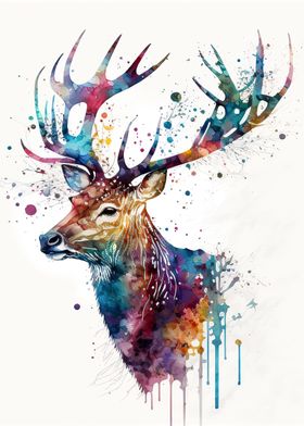 watercolour deer 