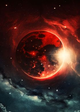 Red Moon in Space