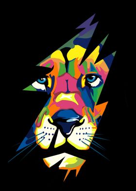 Lion with colorful face