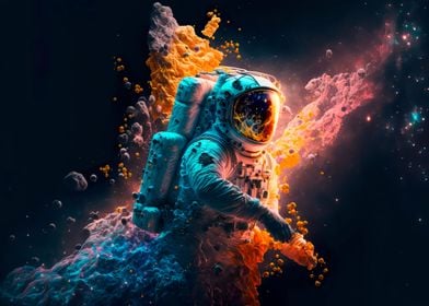 Astronaut in galaxy helmet