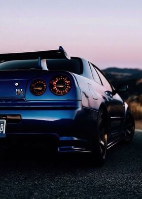 Blue Nissan Car