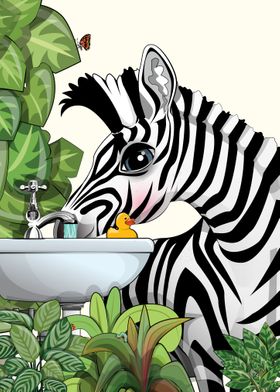 Zebra Washing Face