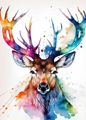 watercolour deer 