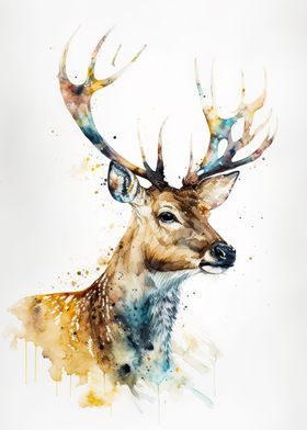 watercolour deer 