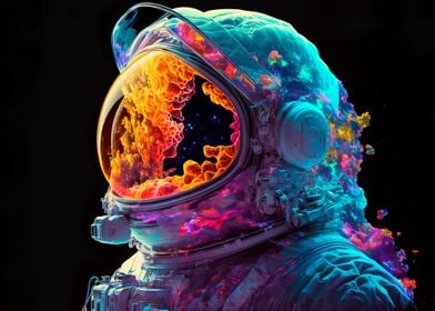 Astronaut in galaxy helmet