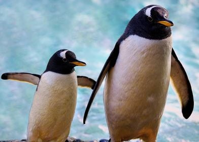 Father and son penguins