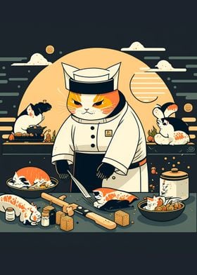 Sushi Cat Chef Japan