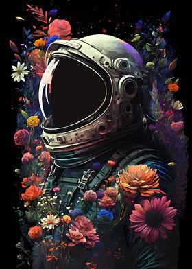 floral astronaut painting