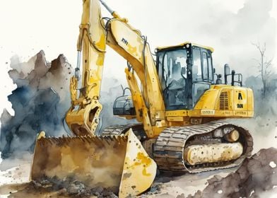 Watercolor excavator 