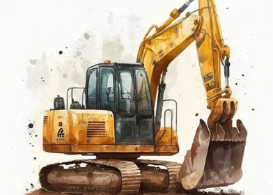 Watercolor excavator 