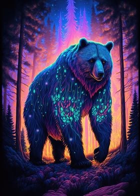 'bear galaxy' Poster by Silhouette Anime Art | Displate