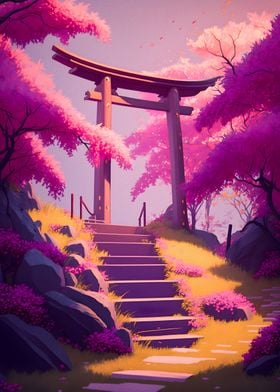 Torii gate And Cherry Blss