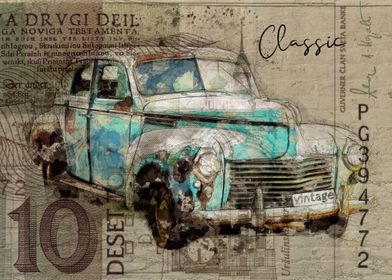 Classic car poster grunge