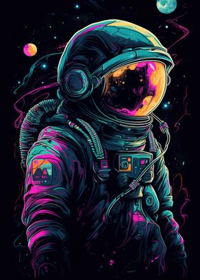 Astronaut Black And Colors