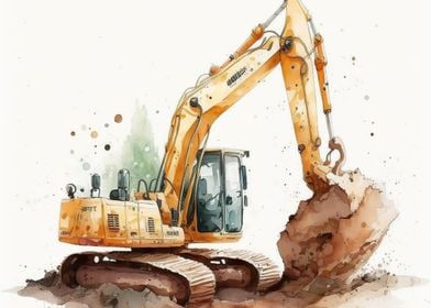 Watercolor excavator 