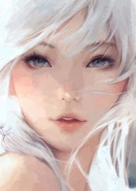 White hair woman portrait