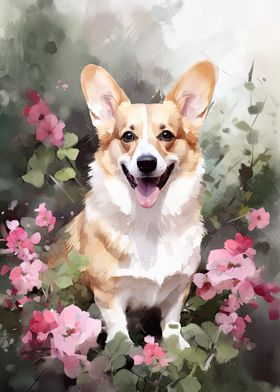 Corgi Dog Flowers