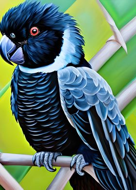 Black cockatoo sitting art