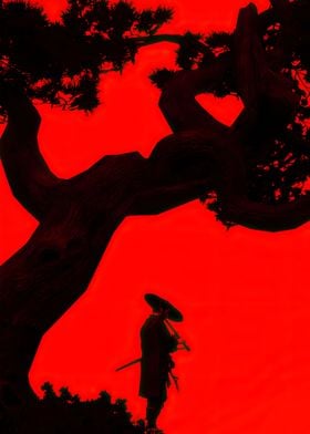 Samurai Silhouette Red Art