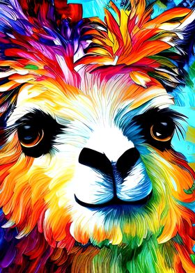 Colorful Alpaca Face Art