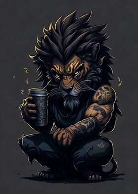 Lion and a Cup of Coffee