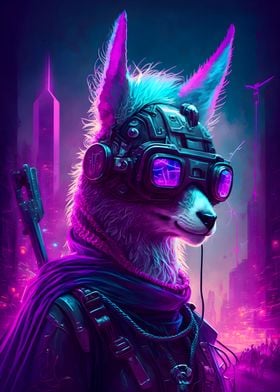 Cute Llama human cyberpunk