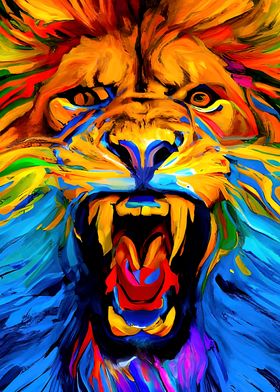 Stunning Roaring Lion Art