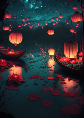 glowing paper lanterns 
