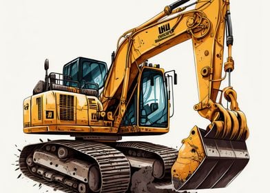 Watercolor excavator 