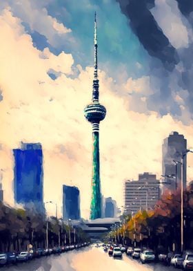 Tokyo city watercolor