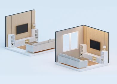 Isometric of living room