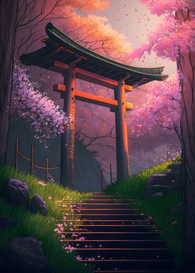 Torii gate In The Forest