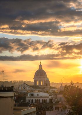 Rome Italy skyline sunset